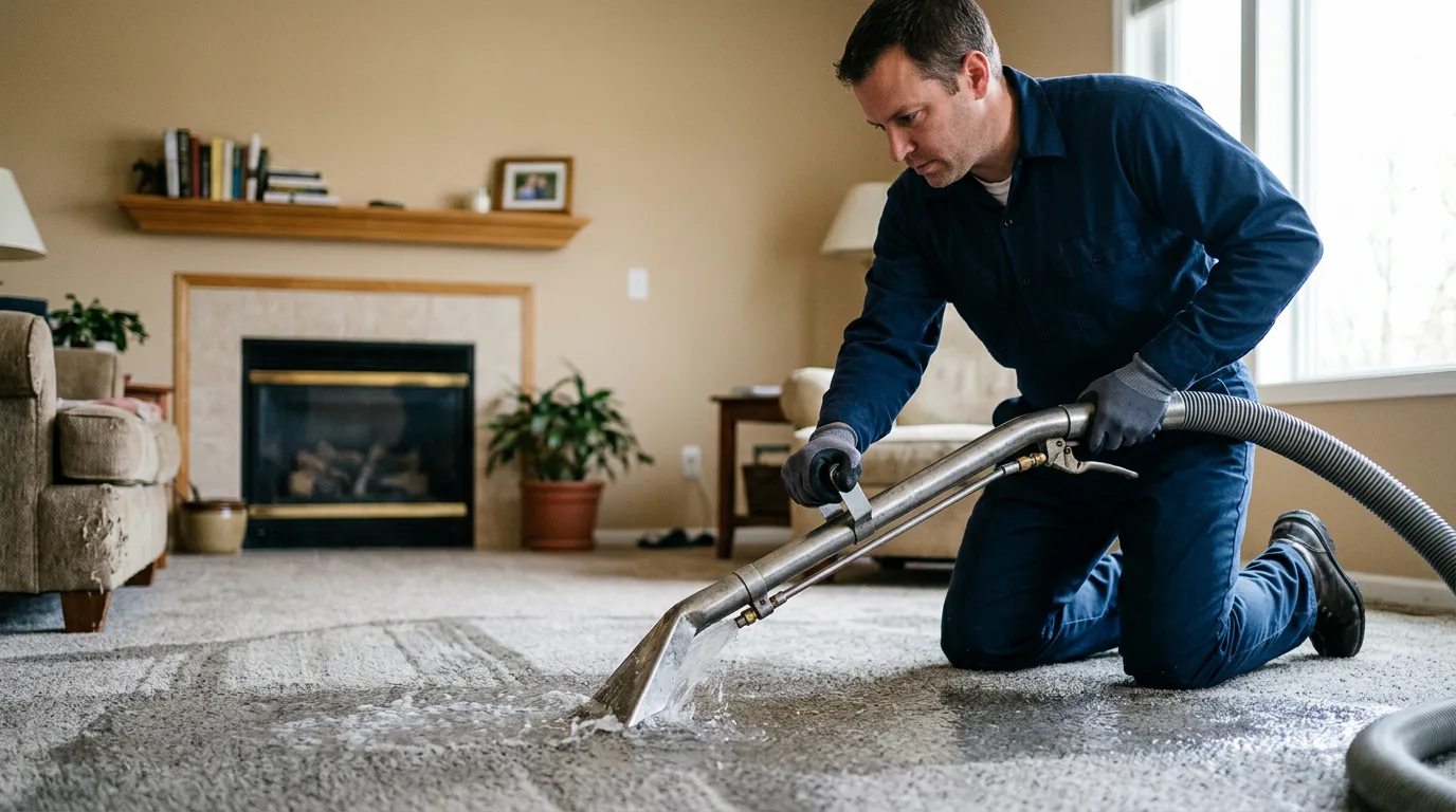 Water damage restoration technician working near Chalk Hill, PA